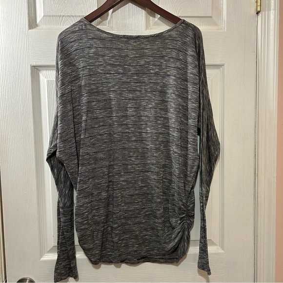 Maurice's Women's Top Shirt Metallic Silver Stripe Scrunched Sides Size Large - Picture 2 of 8